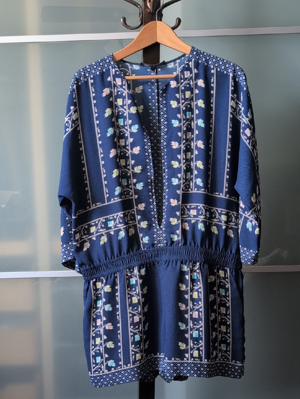Beautiful Floral BCBG MAX AZARIA Navy Floral Print Jumpsuit - L